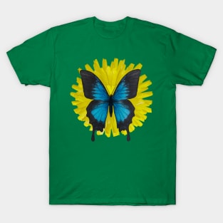 Dandelion Flower Blue Butterfly T-Shirt